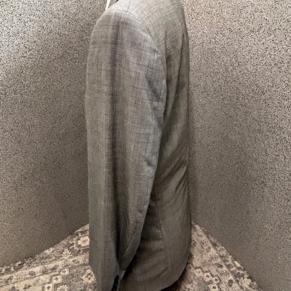 Harry Rosen Tilford Samuelsohn 42L Double Breasted Blazer Wool Jacket Gray Micro